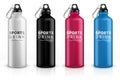 Sports stainless bottles. Bike metal reusable drink flask. 3d realistic vector mockup Royalty Free Stock Photo
