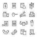 Sports supplements and health food icon set Royalty Free Stock Photo