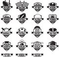 Sports teams badges or shields black and white
