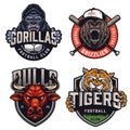 Sports teams colorful emblems set