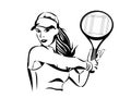 sports tennis girl tennis player drawing illustration vector