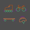 Sports thin line icon set for web and mobile. flat design.