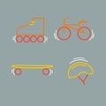 Sports thin line icon set for web and mobile. flat design.