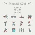 Sports thin line icon set