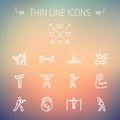 Sports thin line icon set