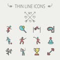 Sports thin line icon set