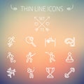 Sports thin line icon set