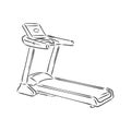 Sports trainer ,treadmill, vector sketch illustration. Treadmill doodle style sketch illustration hand drawn vector Royalty Free Stock Photo