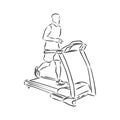 Sports trainer ,treadmill, vector sketch illustration. Treadmill doodle style sketch illustration hand drawn vector Royalty Free Stock Photo