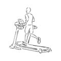 Sports trainer ,treadmill, vector sketch illustration. Treadmill doodle style sketch illustration hand drawn vector Royalty Free Stock Photo