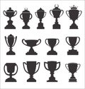 Sports trophies and awards retro black collection Royalty Free Stock Photo