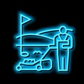 sports turf services neon glow icon illustration