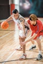 Two young men playing basketball and feeling excited Royalty Free Stock Photo