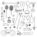 Sports vector illustration, hand drawing set of doodles Royalty Free Stock Photo