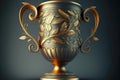 sports victory beaful golden cup with patterns on gray background