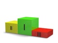 Sports victory podium of green, yellow and red cubes with Roman numerals Royalty Free Stock Photo