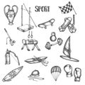 Sports vintage hand drawn vector illustrations. Sport and fitness set. Euipment sketch icons in retro style Trophy Royalty Free Stock Photo