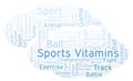 Sports Vitamins word cloud. Royalty Free Stock Photo