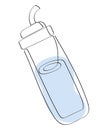 Sports water bottle drawn in one line. A bottle of water, keeping hydrated, drinking during training. A reusable water Royalty Free Stock Photo