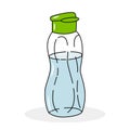 Sports water bottle in hand drawn style. Healthy lifestyle. Drinks for fitness. Royalty Free Stock Photo