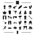 Sports, wedding, shoes and other web icon in black style. equipment, food icons in set collection. Royalty Free Stock Photo