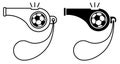 Sports whistle of referee of football match. Icon. Minimalistic vector