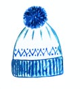 Sports winter cap sponono blue and white with ornament