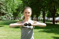 Sports woman doing exercises with lightweight weights Royalty Free Stock Photo