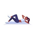 Sports woman doing press exercises on mat african american girl training in gym aerobic workout healthy lifestyle Royalty Free Stock Photo