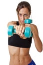 Sports Woman with dumbbells Royalty Free Stock Photo