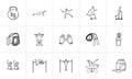 Sports and workout hand drawn outline doodle icon set. Royalty Free Stock Photo