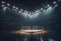 Sports wrestling and boxing sport. Empty boxing arena for competitions.