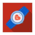 Sports wrist watch with heart rate measurement. Watch for athletes .Gym And Workout single icon in flat style vector