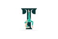 Sports yoga women in letter T vector design. Alphabet letter icon concept. Sports young women doing yoga exercises with letter T