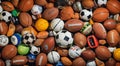 sportsballs background, soccer balls on aabstract ball background, close-up of sports balls Royalty Free Stock Photo