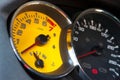 Sportscar yellow and black speed display