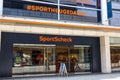 SportScheck retail store shop for sporting goods with logo in Stuttgart, Germany