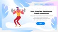 Sportsman athlete doing squat barbell strong male fitness gym cartoon character healthy lifestyle concept full length