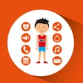 Sportsman athlete young apps icons