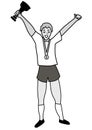 Sportsman character black and white vector illustration