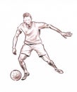 Sportsman in football - drawn pastel pencil graphic artistic illustration on paper