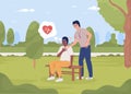 Sportsman with heart attack in park flat color vector illustration