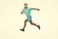 sportsman runner running isolated on white backdrop. Man sportsman running for exercise in studio. sportsman jogger