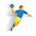 Sportsman running with ball in hand, handball player Royalty Free Stock Photo