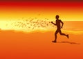 Sportsman running on the beach in the sunset Royalty Free Stock Photo