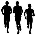 Sportsman running vector silhouettes. Marathon racers running.