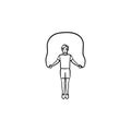 Sportsman skipping hand drawn outline doodle icon.