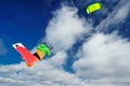 The sportsman on a snowboard runs kite Royalty Free Stock Photo