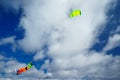 The sportsman on a snowboard runs kite Royalty Free Stock Photo