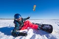 The sportsman on a snowboard runs kite Royalty Free Stock Photo